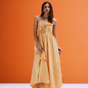 ASOS Yellow Crochet-Trim Spaghetti-Strap Maxi Dress